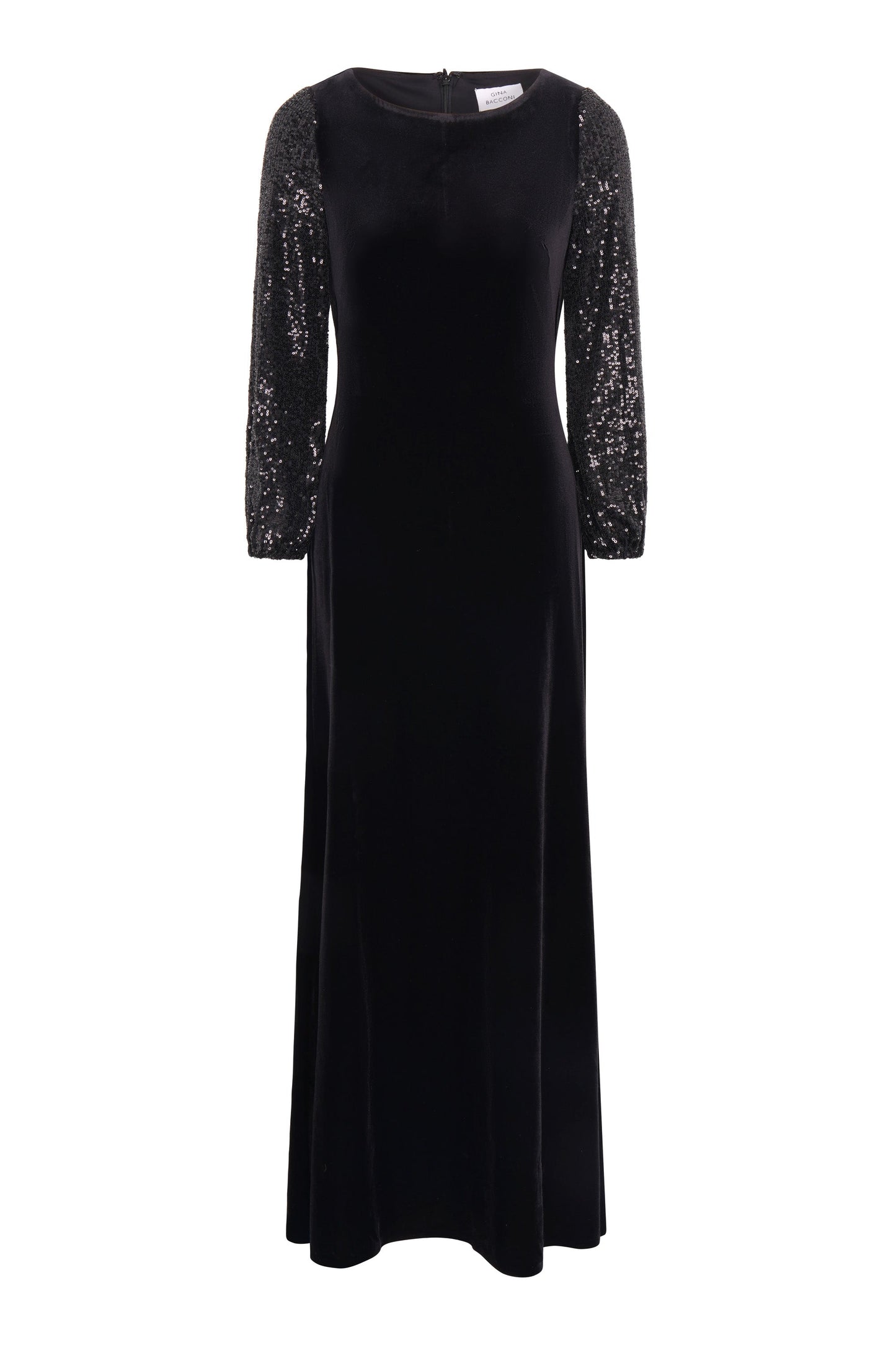  Pauline Velvet Maxi Dress With Sequin Sleeves