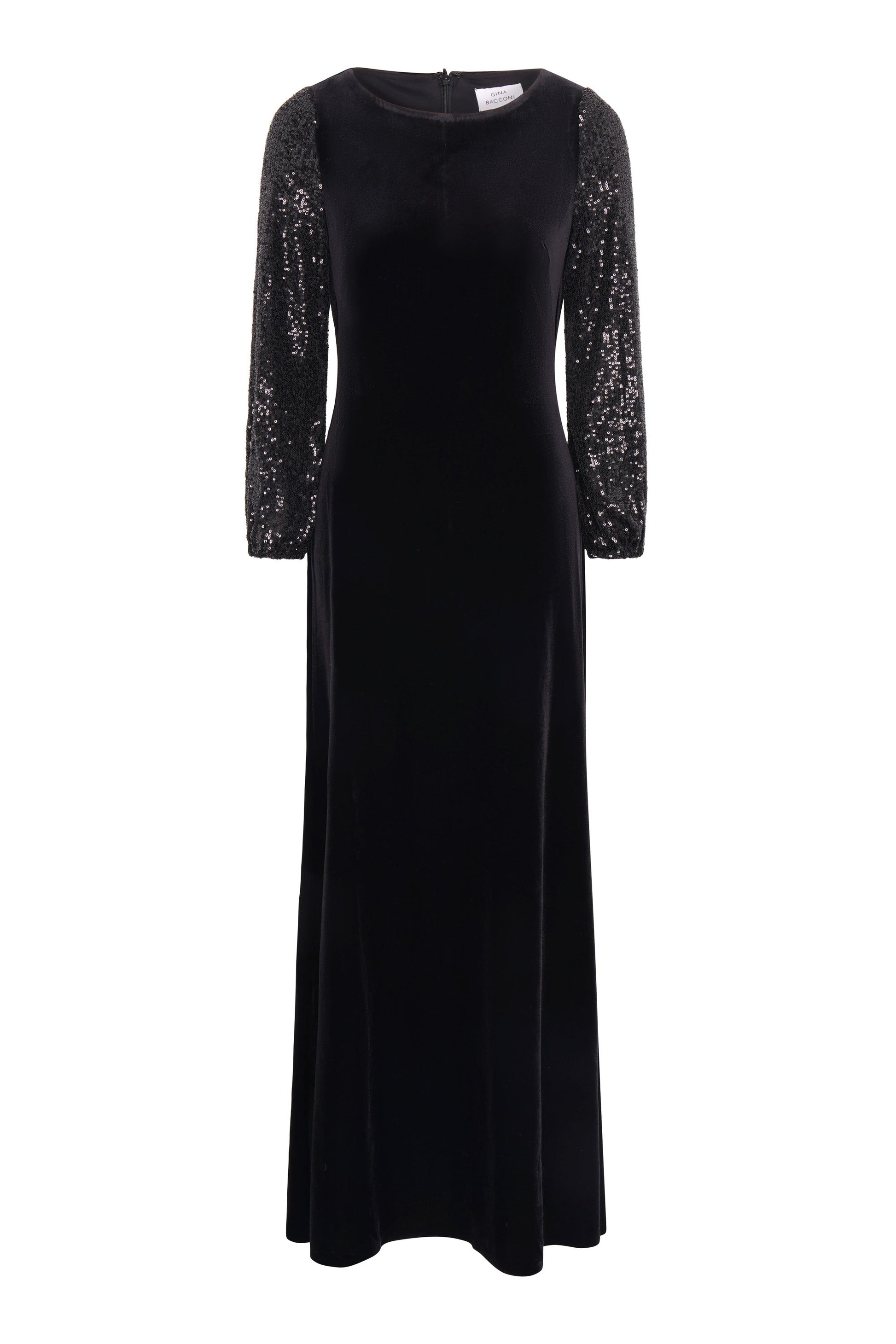  Pauline Velvet Maxi Dress With Sequin Sleeves