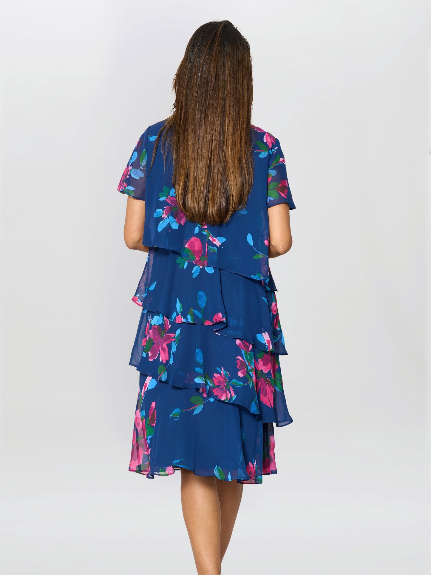  Talie Tiered Floral Chiffon Dress