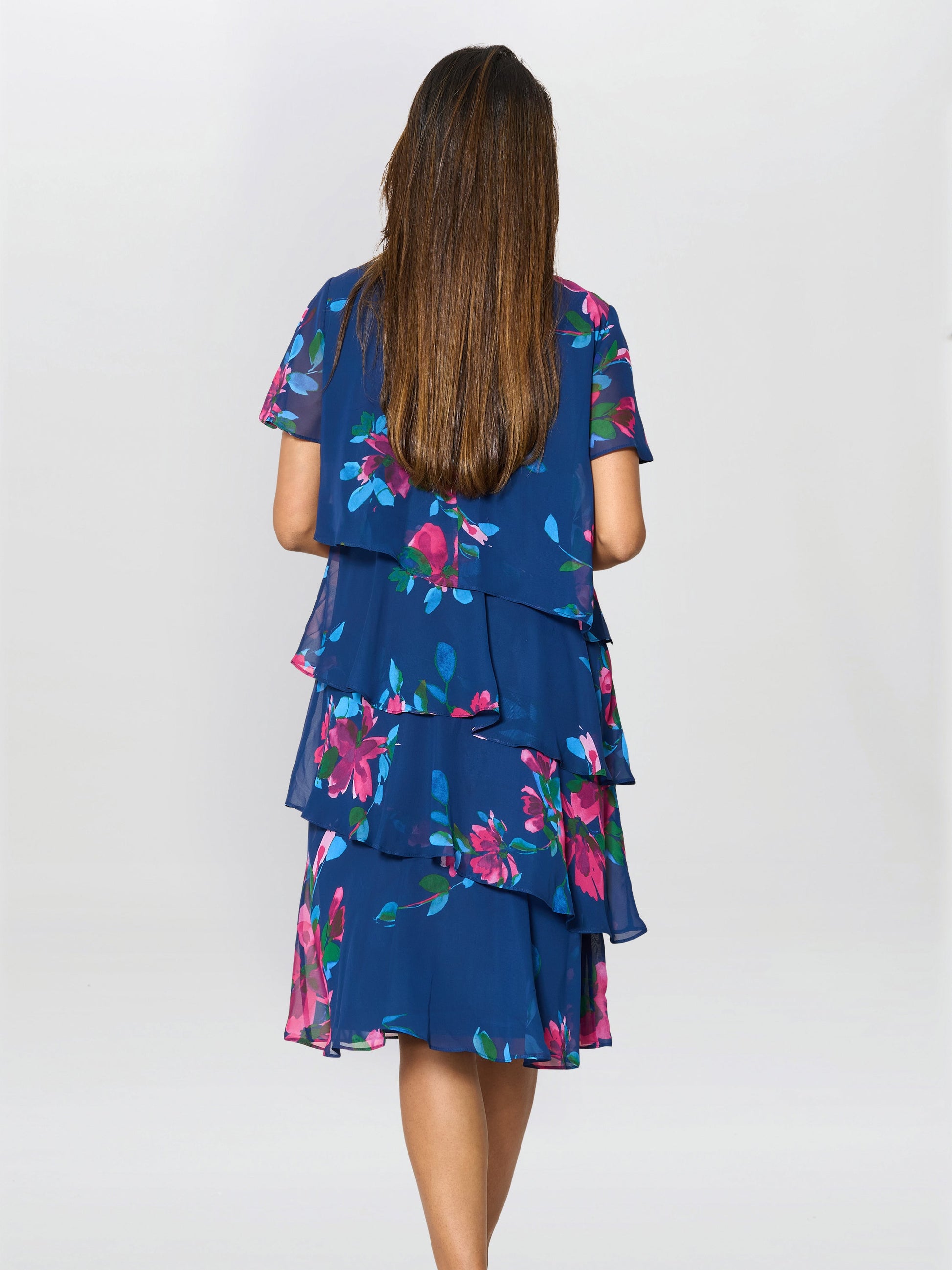  Talie Tiered Floral Chiffon Dress