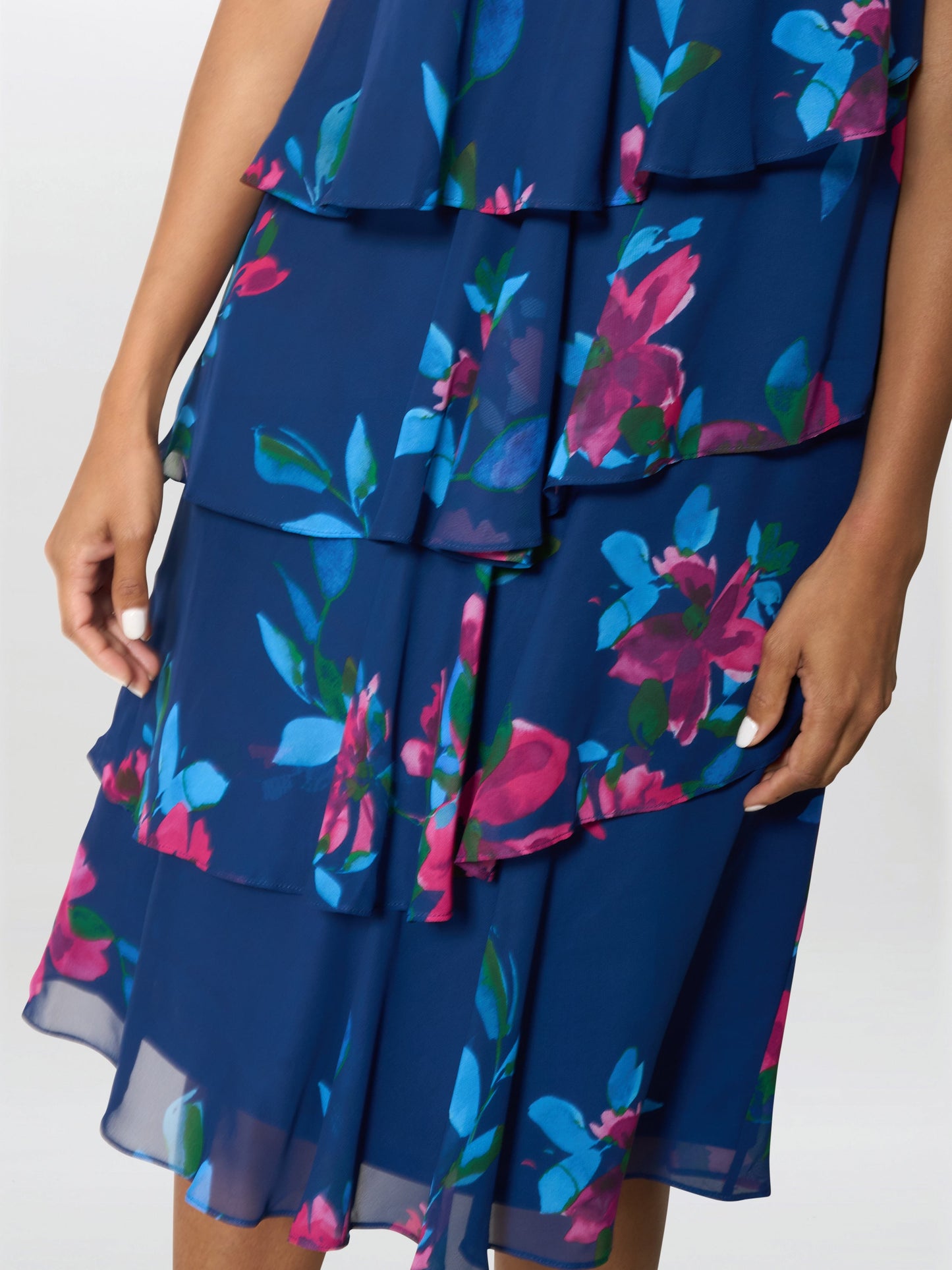  Talie Tiered Floral Chiffon Dress