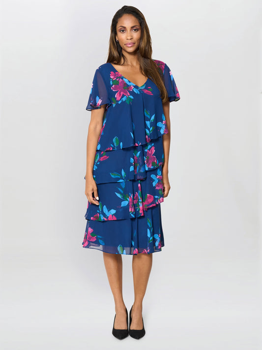  Talie Tiered Floral Chiffon Dress