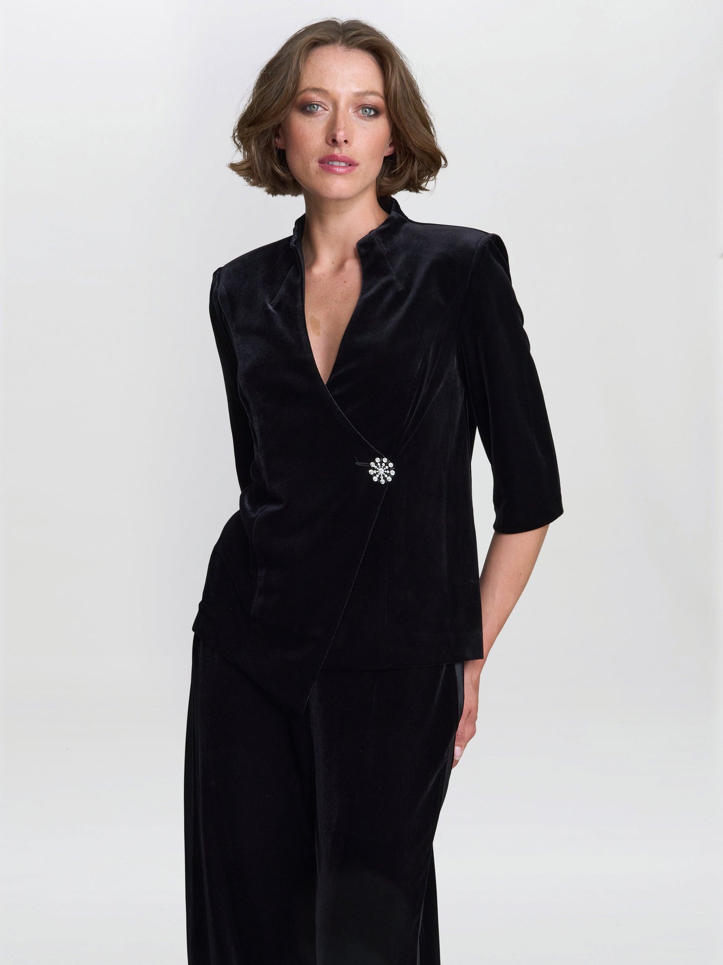  Tayla Velvet Wrap Blouse