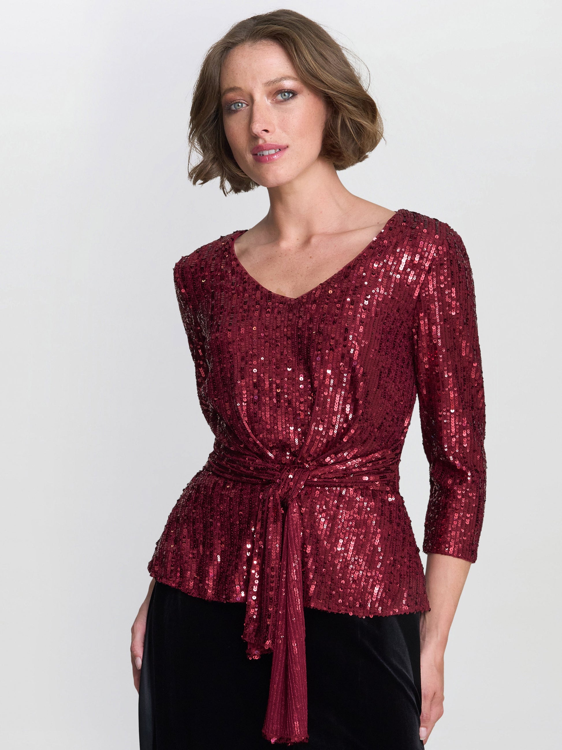  Tessie Sequin Wrap Blouse