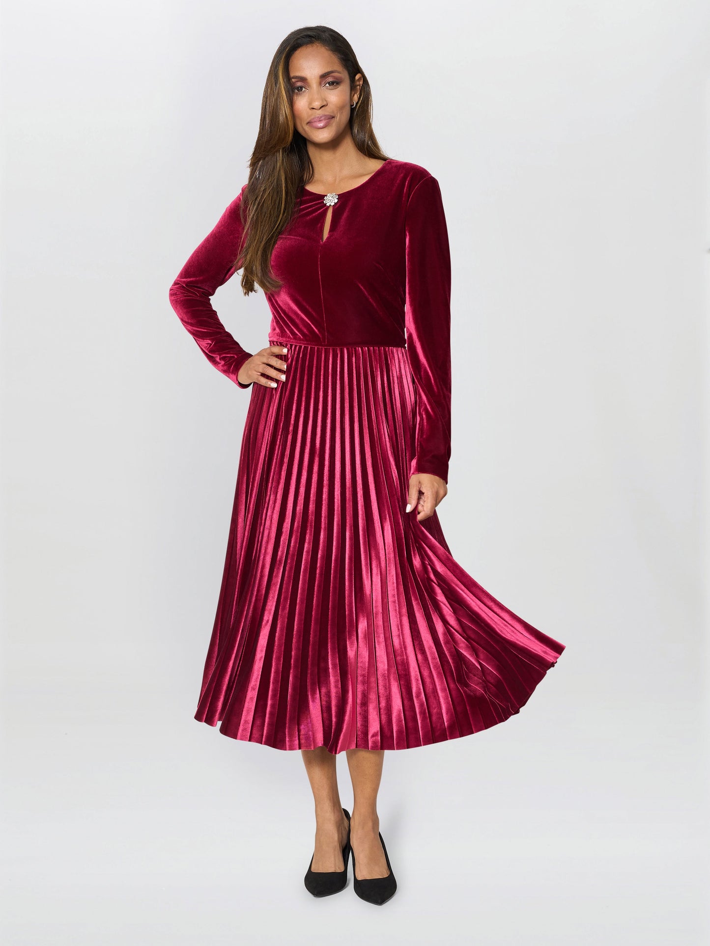  Tillie Pleated Velvet Dress