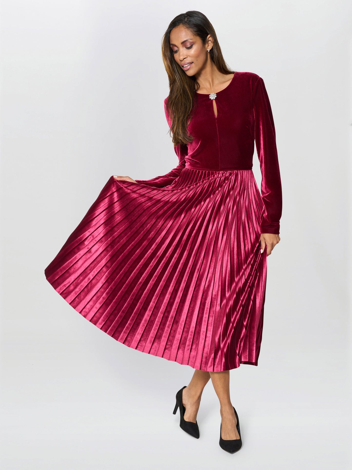  Tillie Pleated Velvet Dress