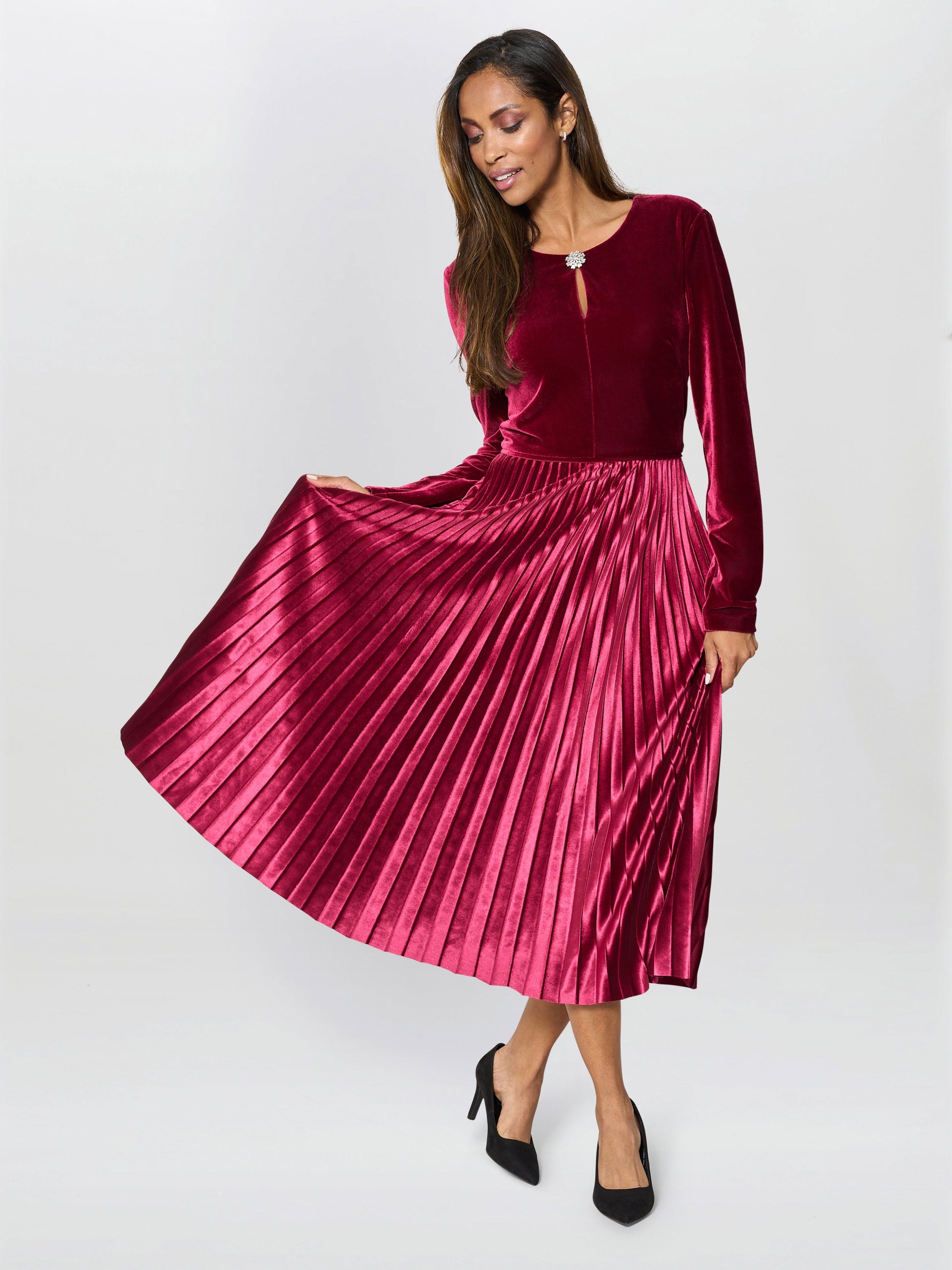  Tillie Pleated Velvet Dress
