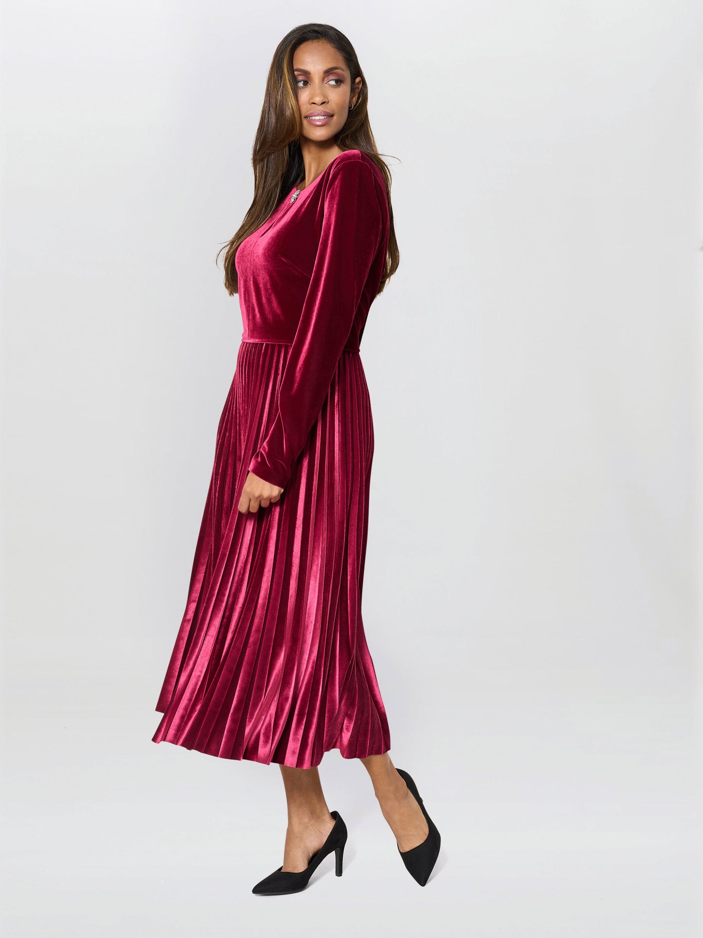  Tillie Pleated Velvet Dress