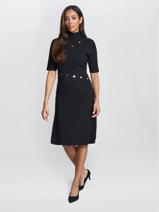  Vickie Button Detail Knit Dress