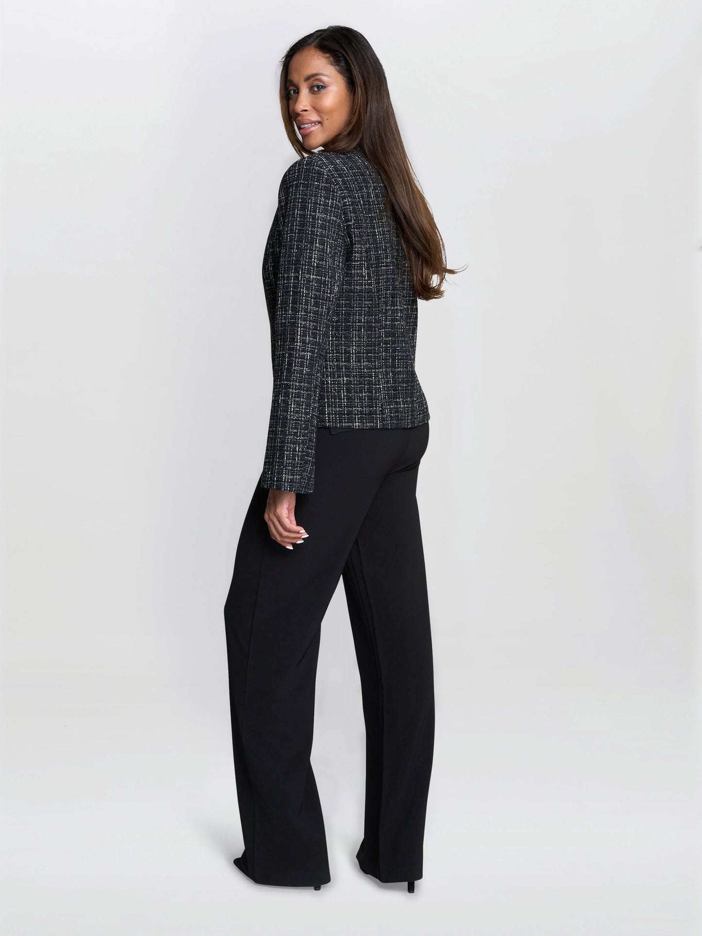  Alisson Tweed Knit Button Front Jacket