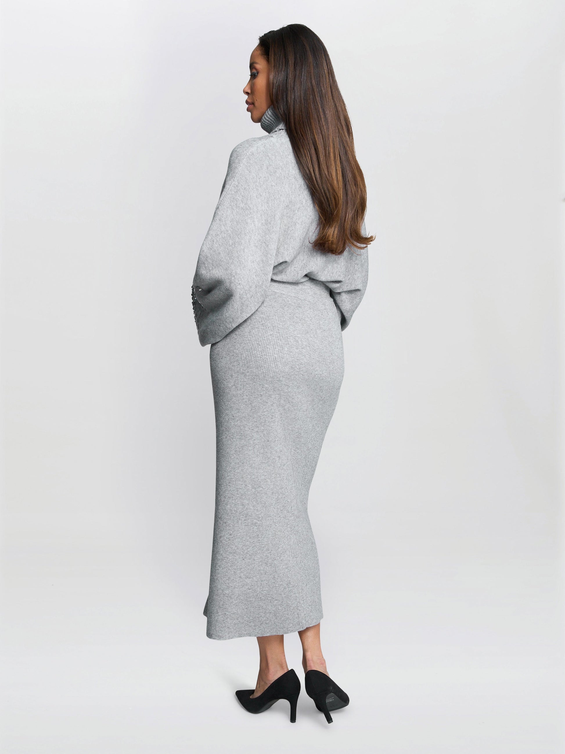  Arlette Button Front Knitted Skirt