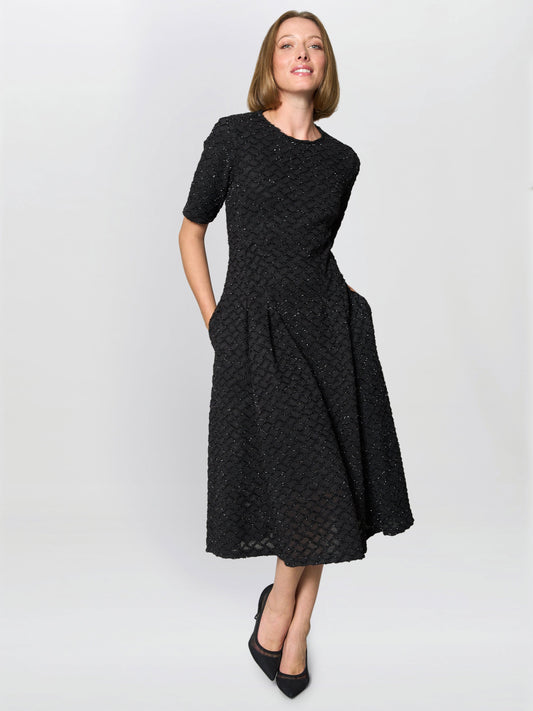  Charly Textured Fit And Flare Midi Dress