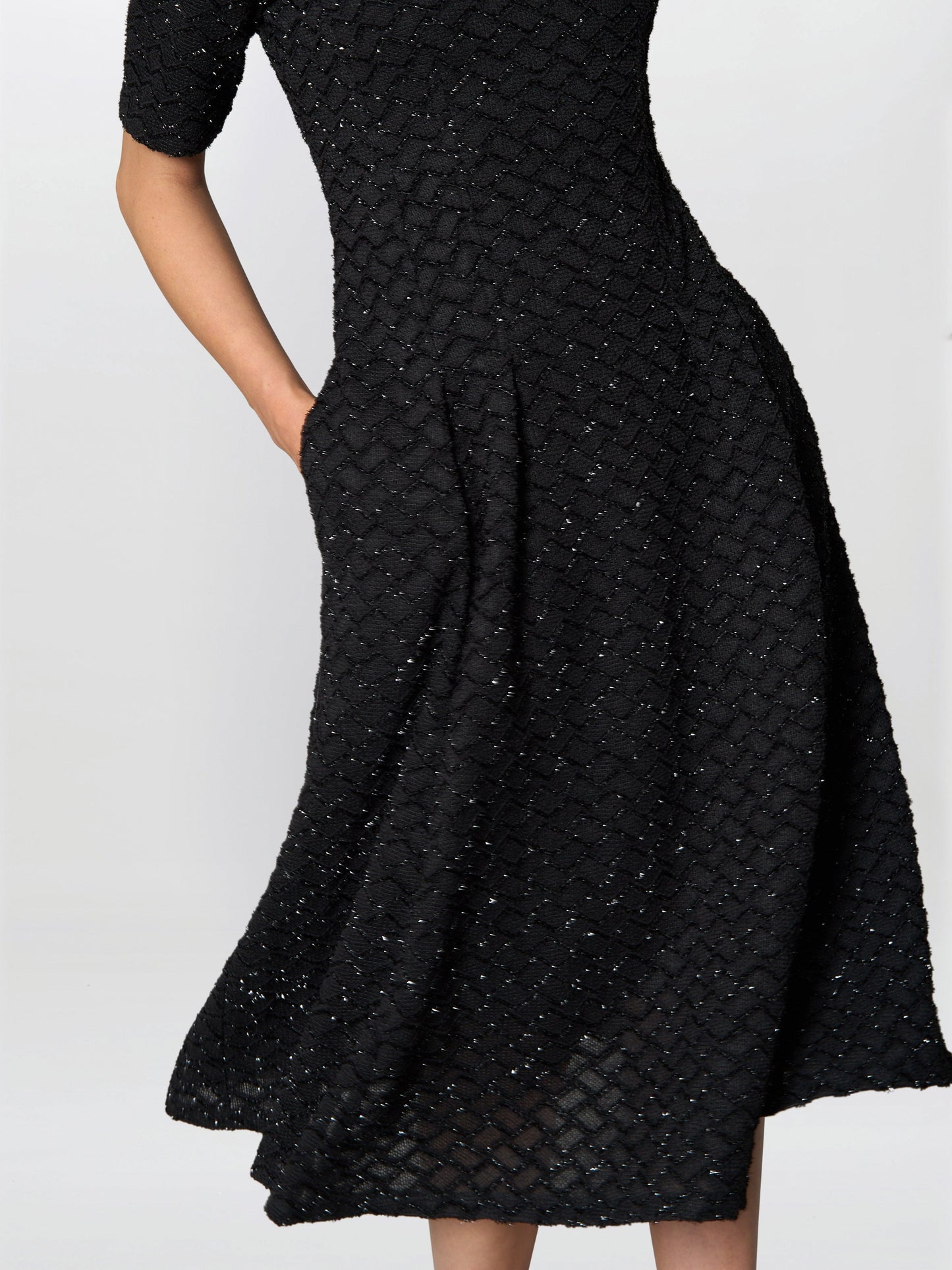  Charly Textured Fit And Flare Midi Dress