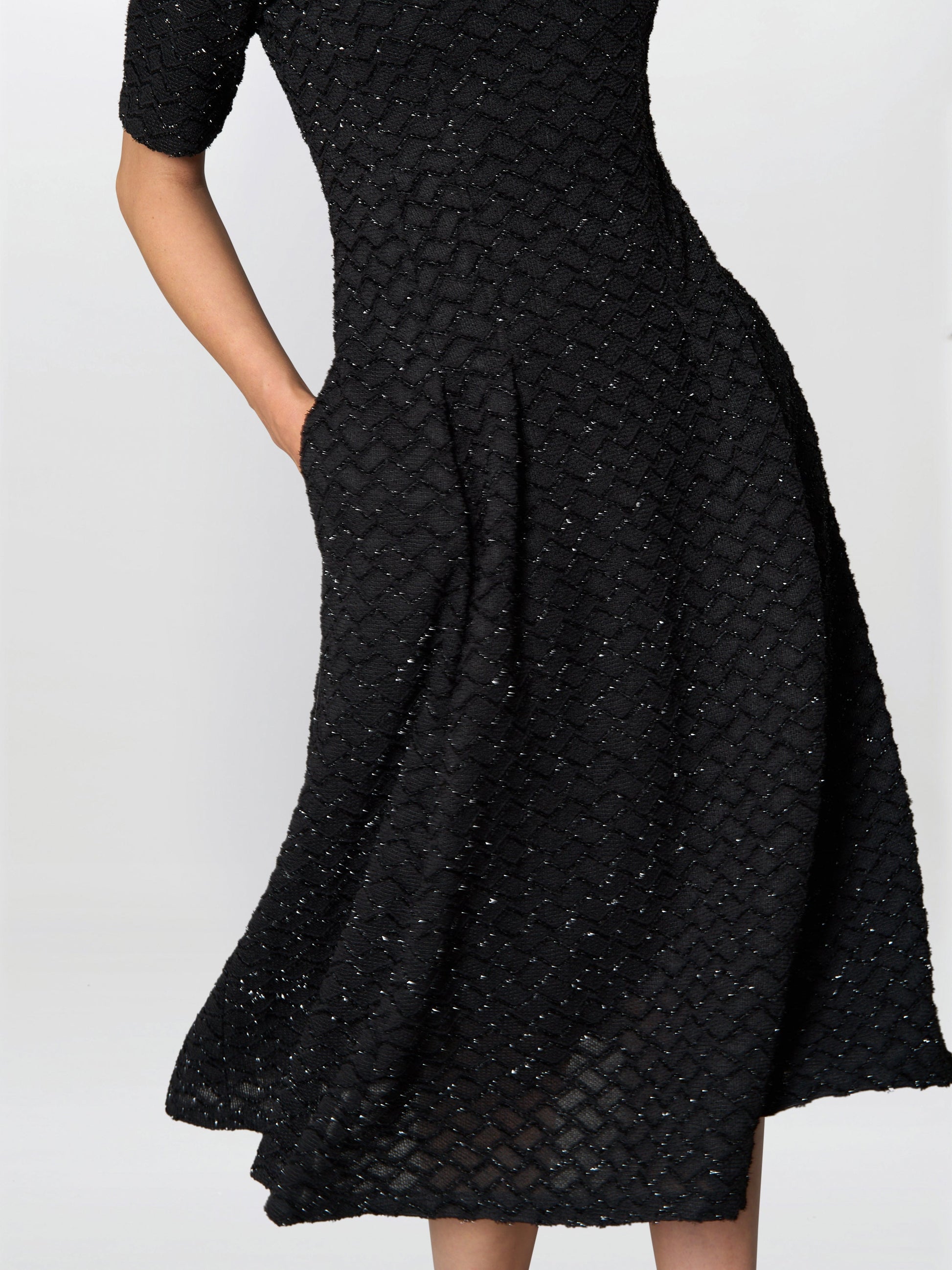  Charly Textured Fit And Flare Midi Dress