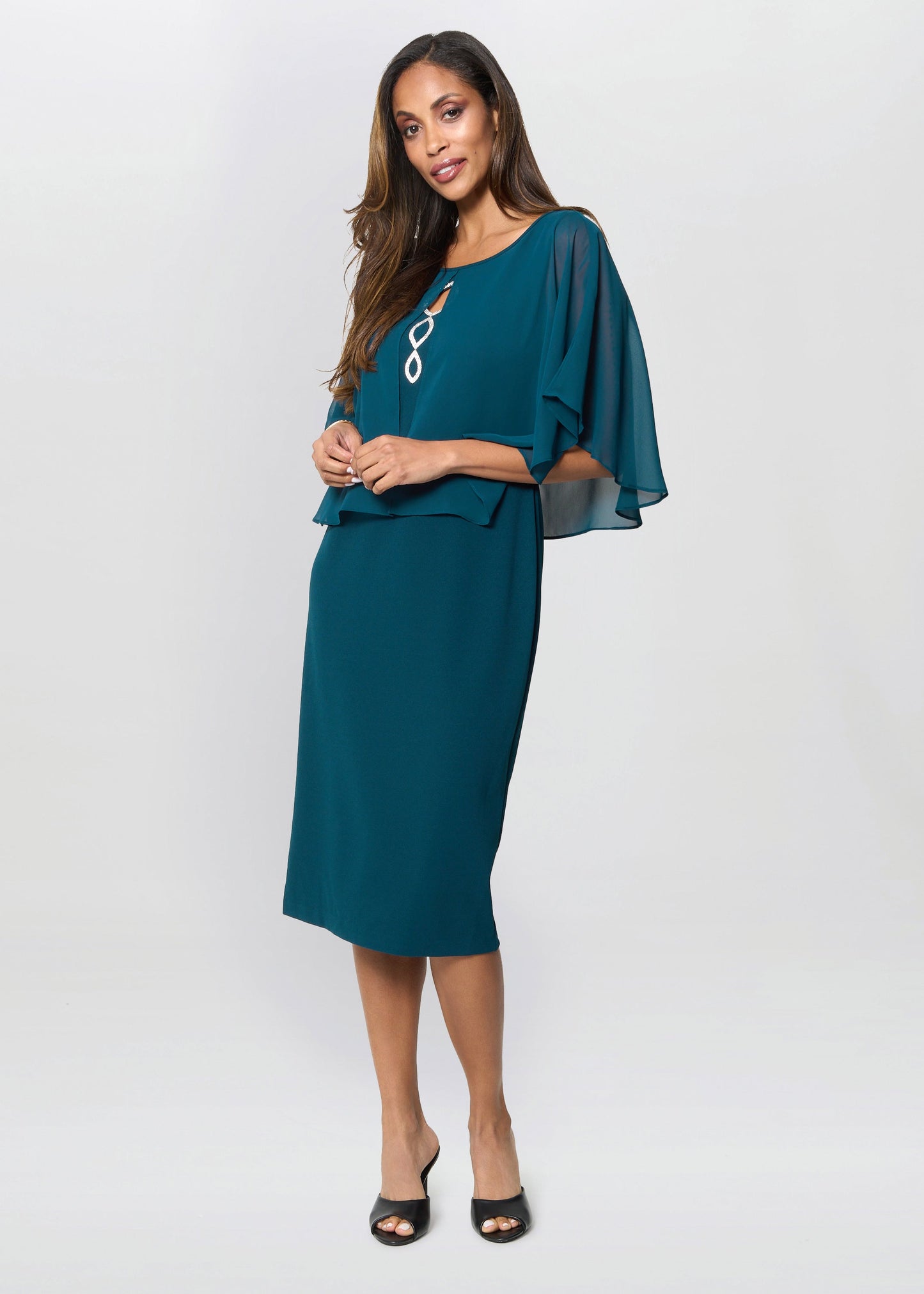  Cherri Dress With Chiffon Overlay
