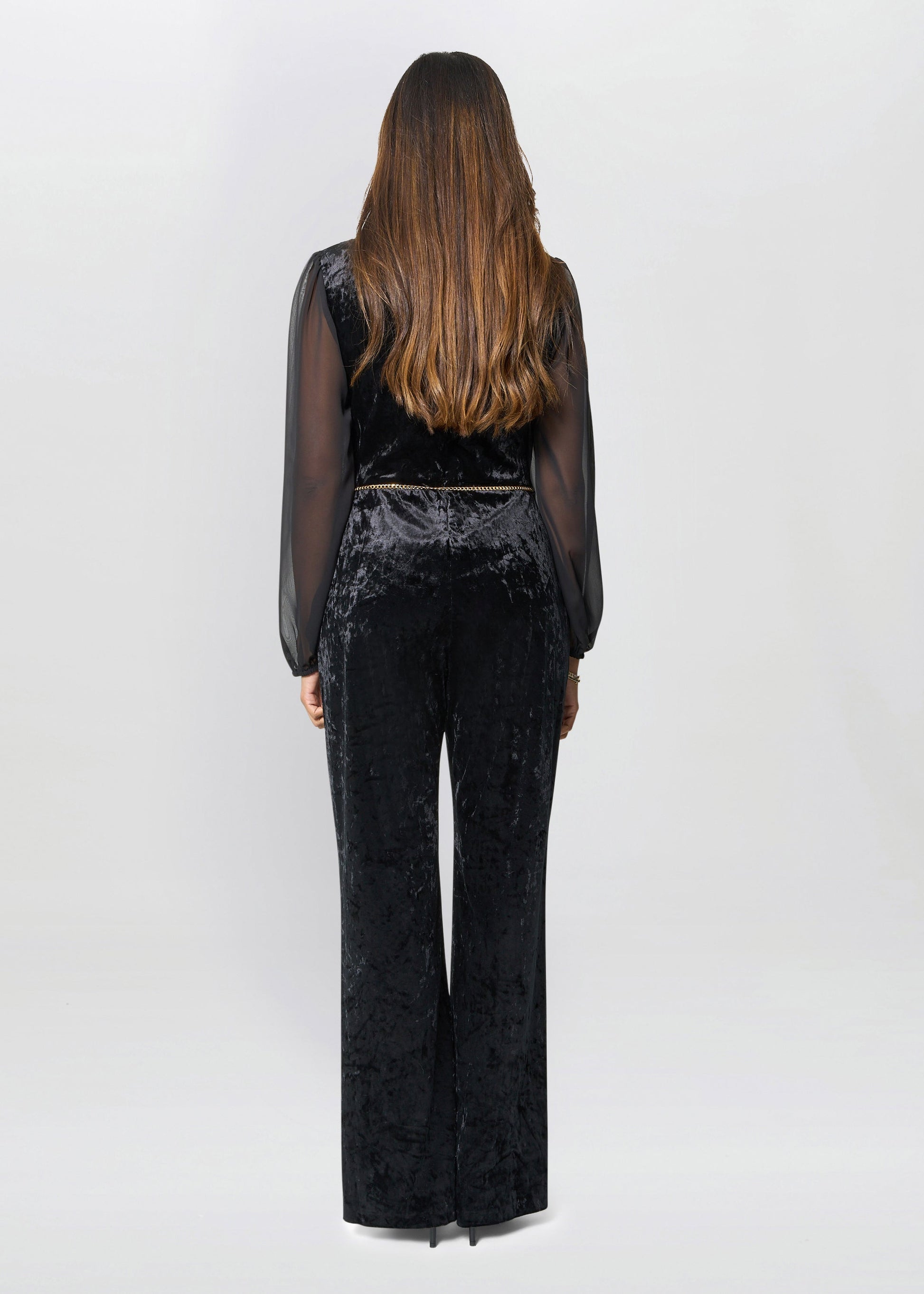  Alaska Velvet Jumpsuit With Sheer Sleeves