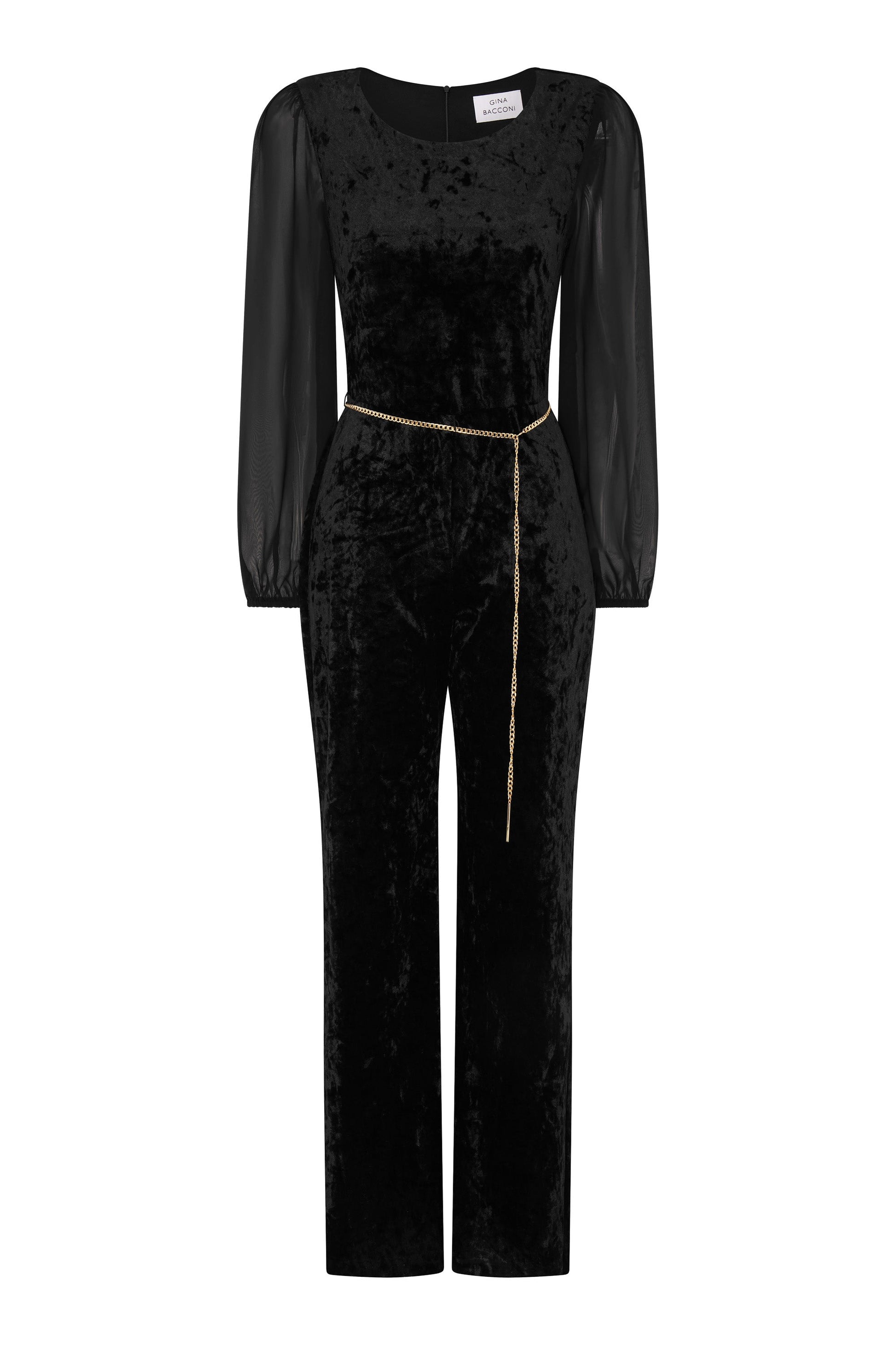  Alaska Velvet Jumpsuit With Sheer Sleeves