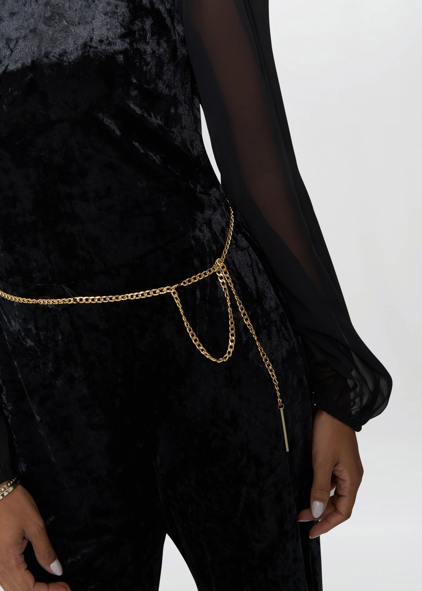  Alaska Velvet Jumpsuit With Sheer Sleeves