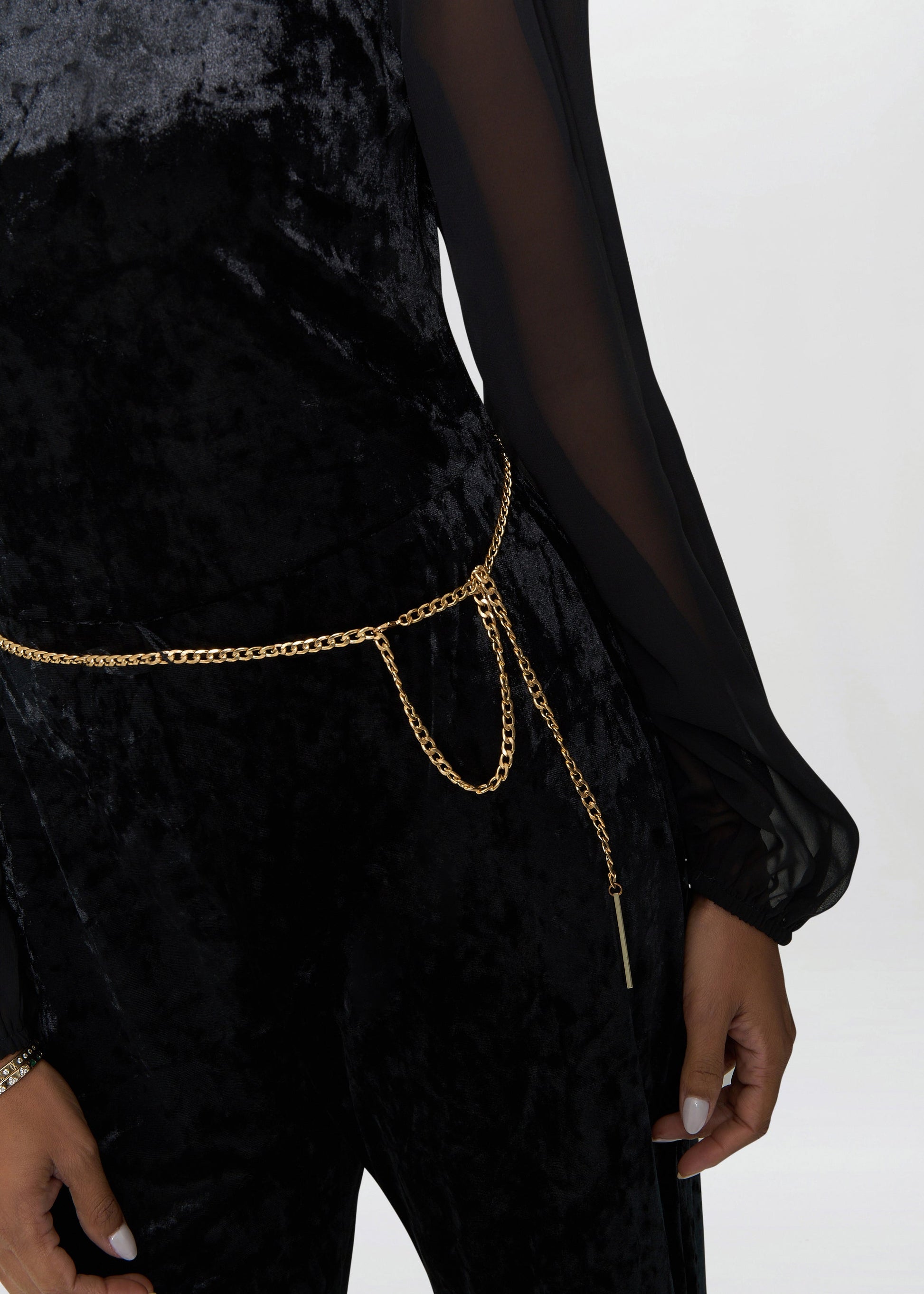  Alaska Velvet Jumpsuit With Sheer Sleeves