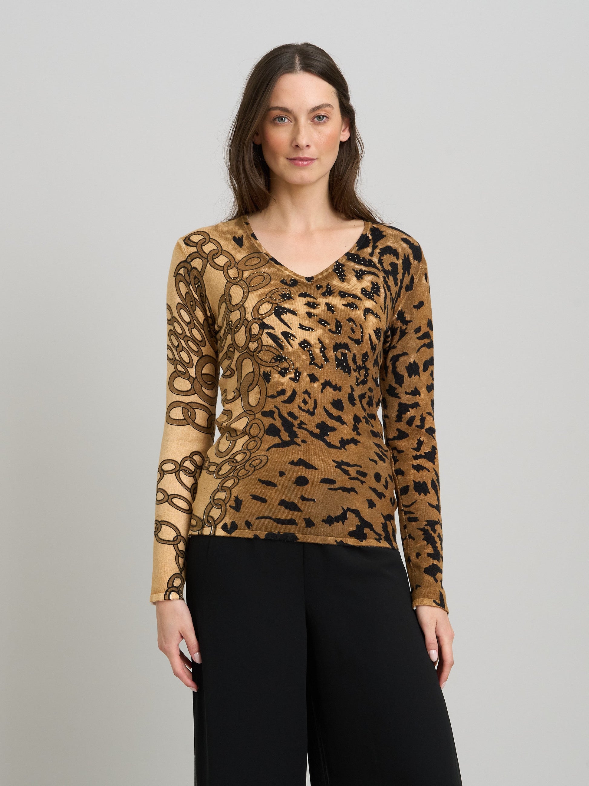  Korra Leopard Print Jumper With Diamante