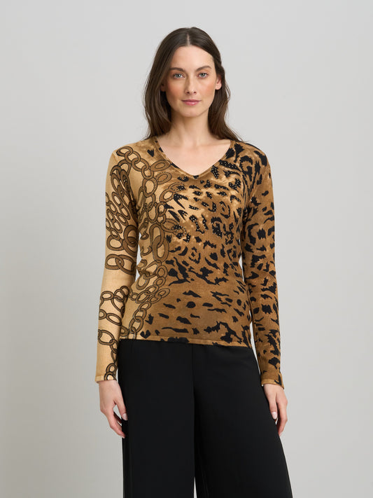  Korra Leopard Print Jumper With Diamante