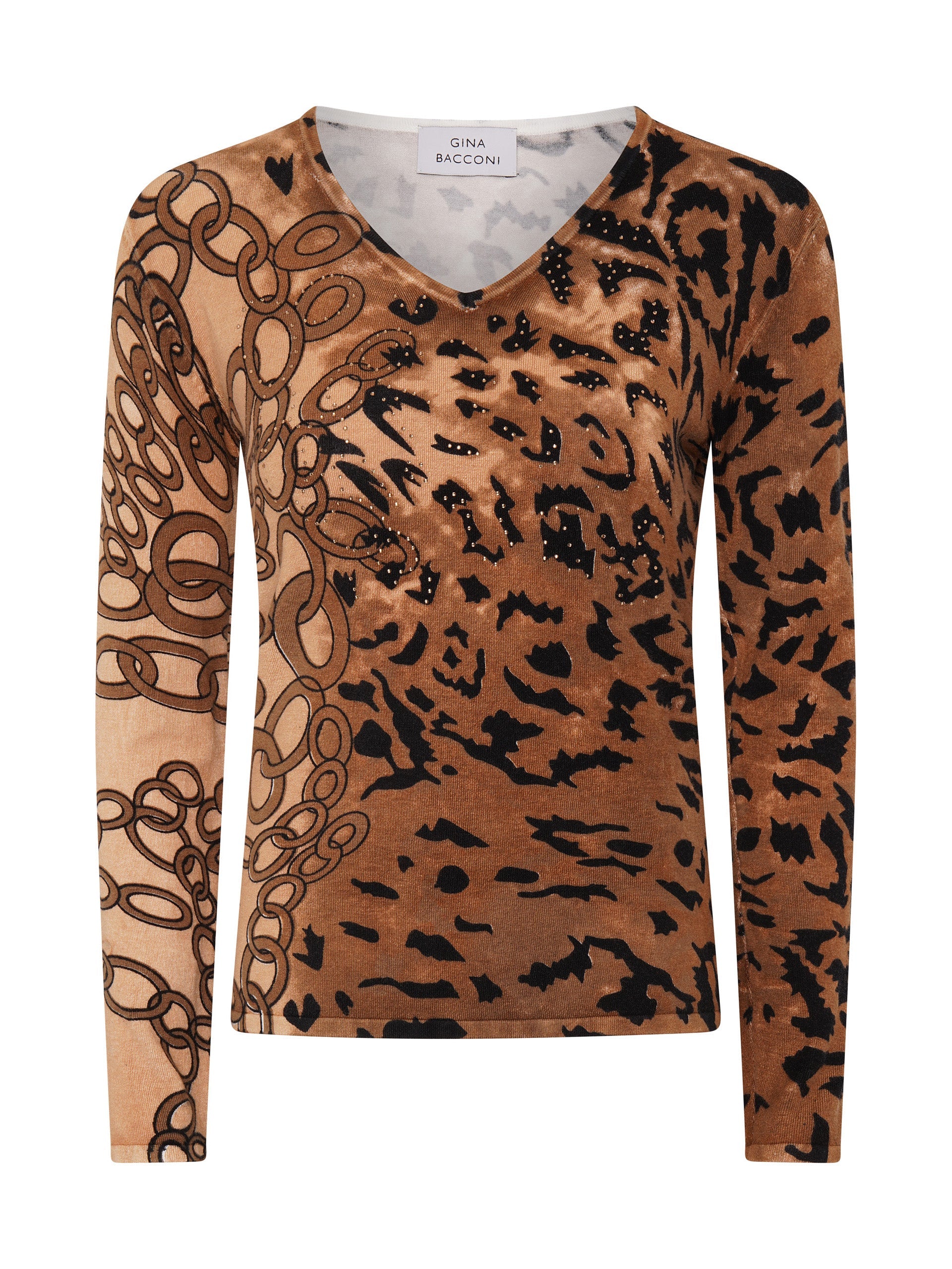  Korra Leopard Print Jumper With Diamante