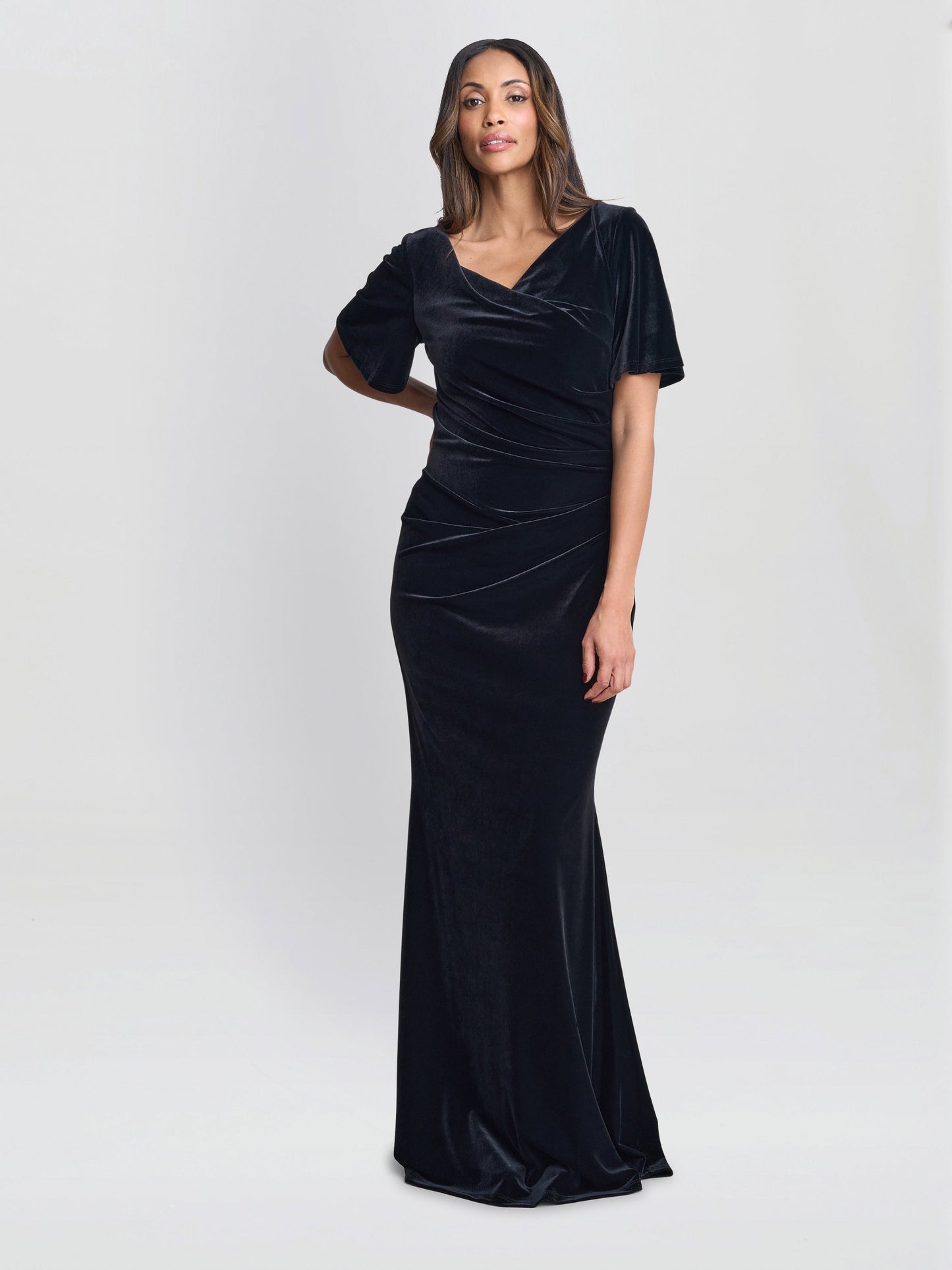  Minka Velvet Maxi Dress With Cowl Neck