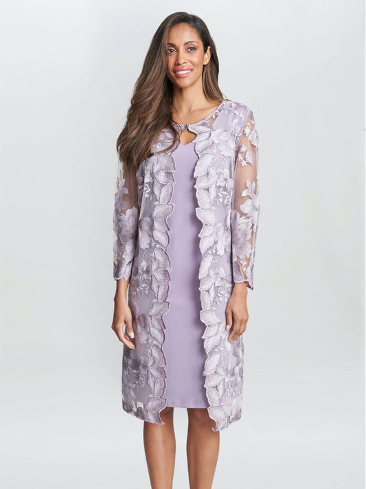  Savoy Embroidered Lace Mock Jacket With Jersey Dress