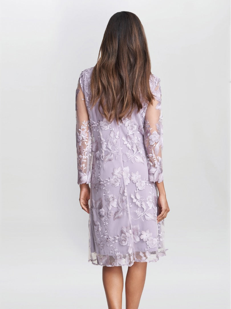  Savoy Embroidered Lace Mock Jacket With Jersey Dress