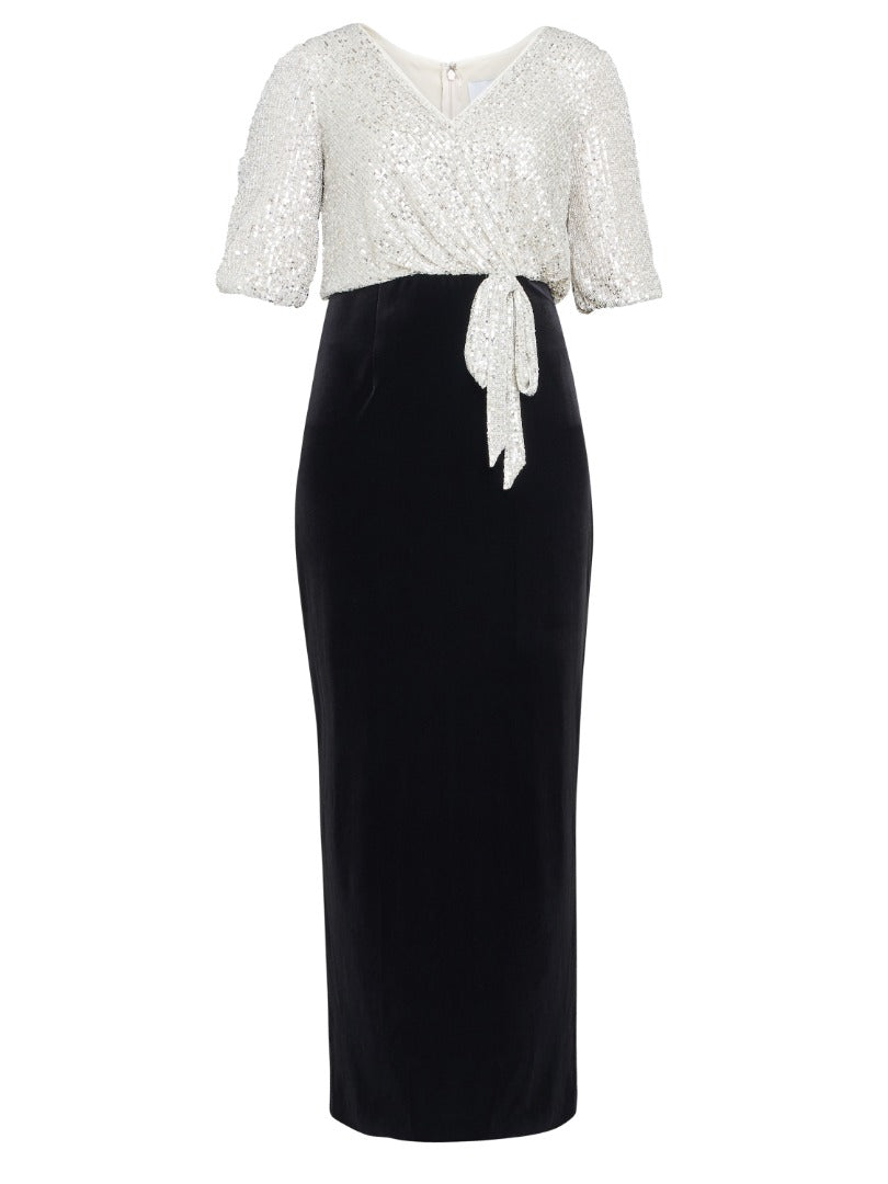 Matilyn Maxi Sequin Dress With Velvet Skirt