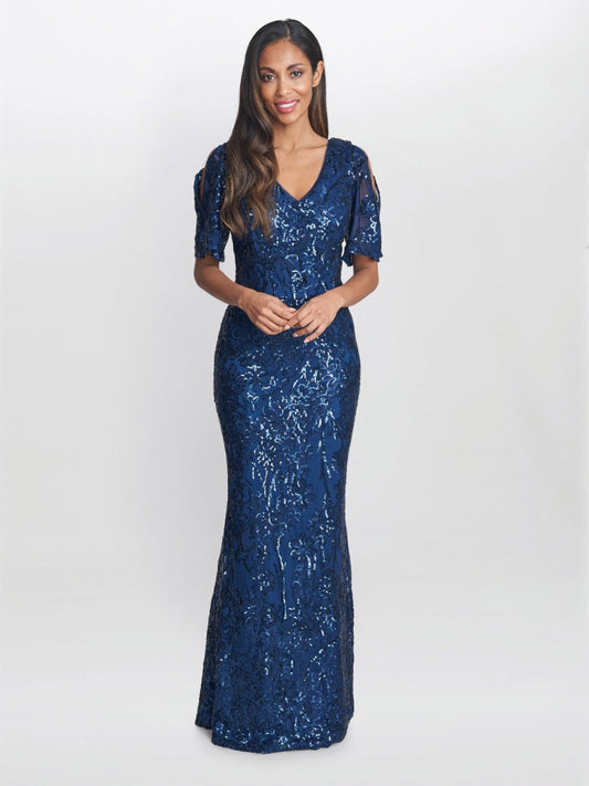  Jeselle Long A-Line Sequin Dress