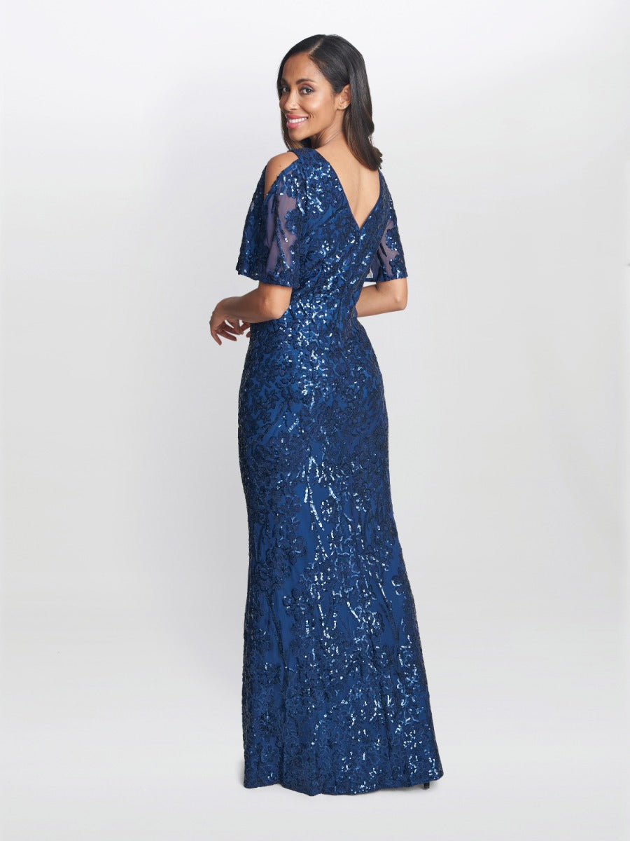  Jeselle Long A-Line Sequin Dress