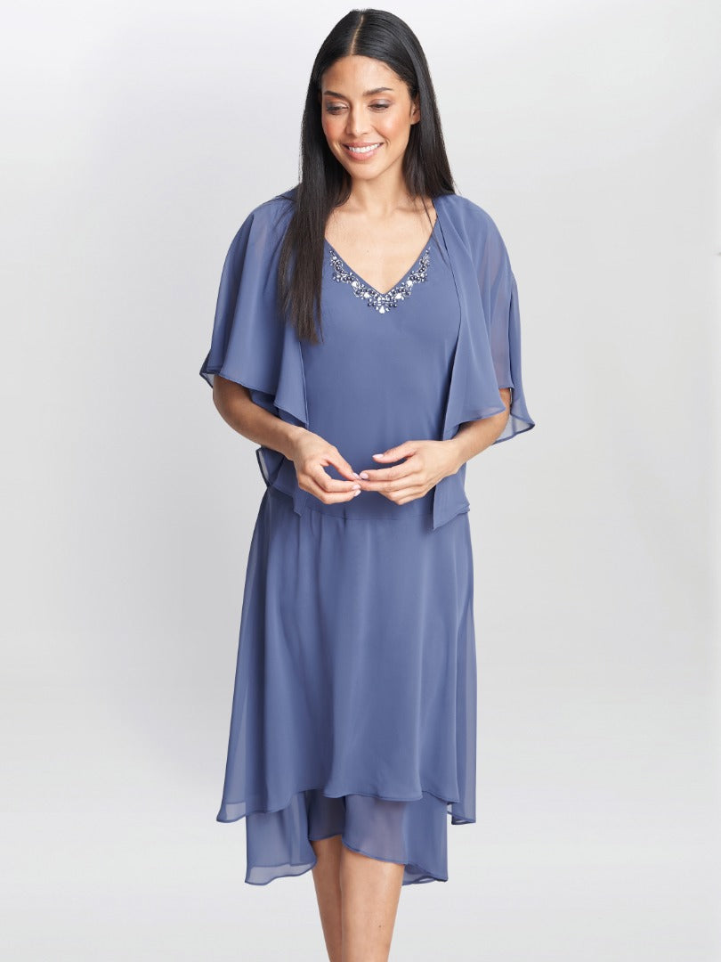  Cheryl Midi V Neck Embellished Dress And Jacket