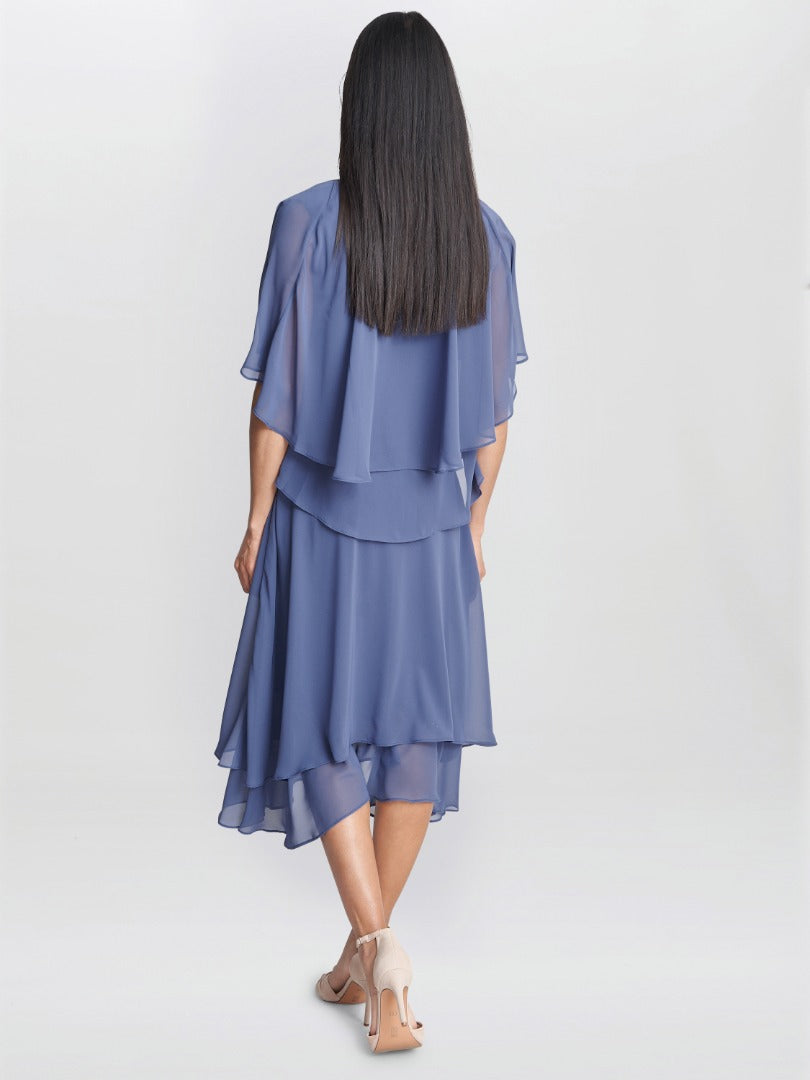 Cheryl Midi V Neck Embellished Dress And Jacket
