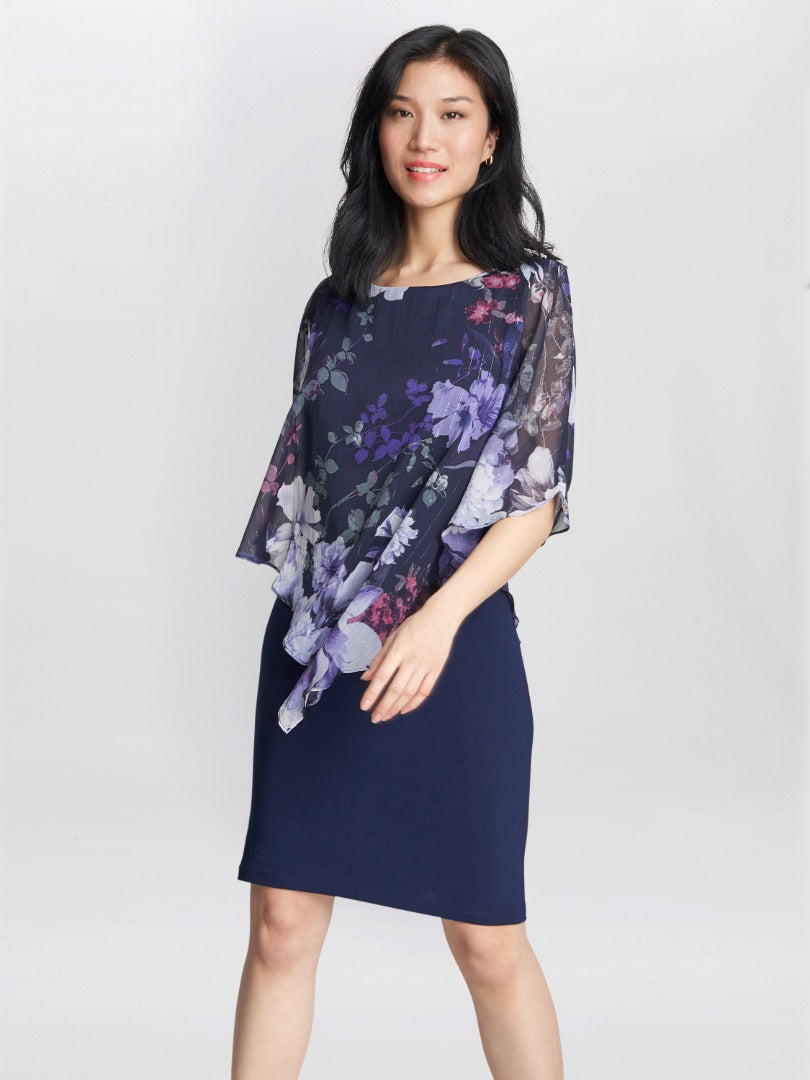  Estelle Printed Asymmetric Embellished Dress