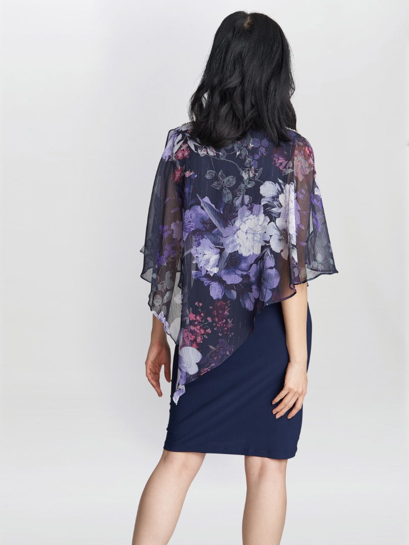  Estelle Printed Asymmetric Embellished Dress