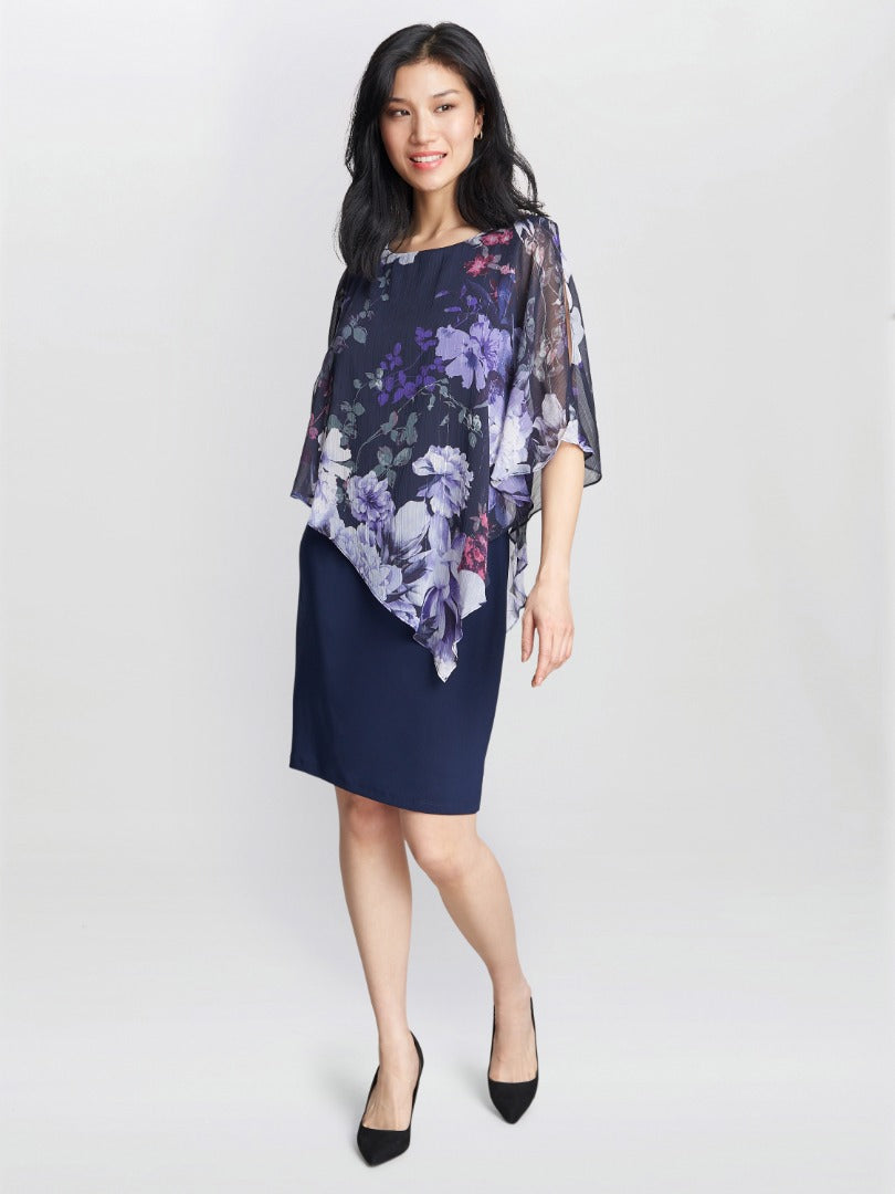  Estelle Printed Asymmetric Embellished Dress