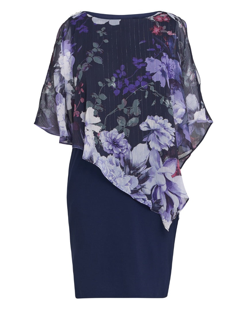  Estelle Printed Asymmetric Embellished Dress