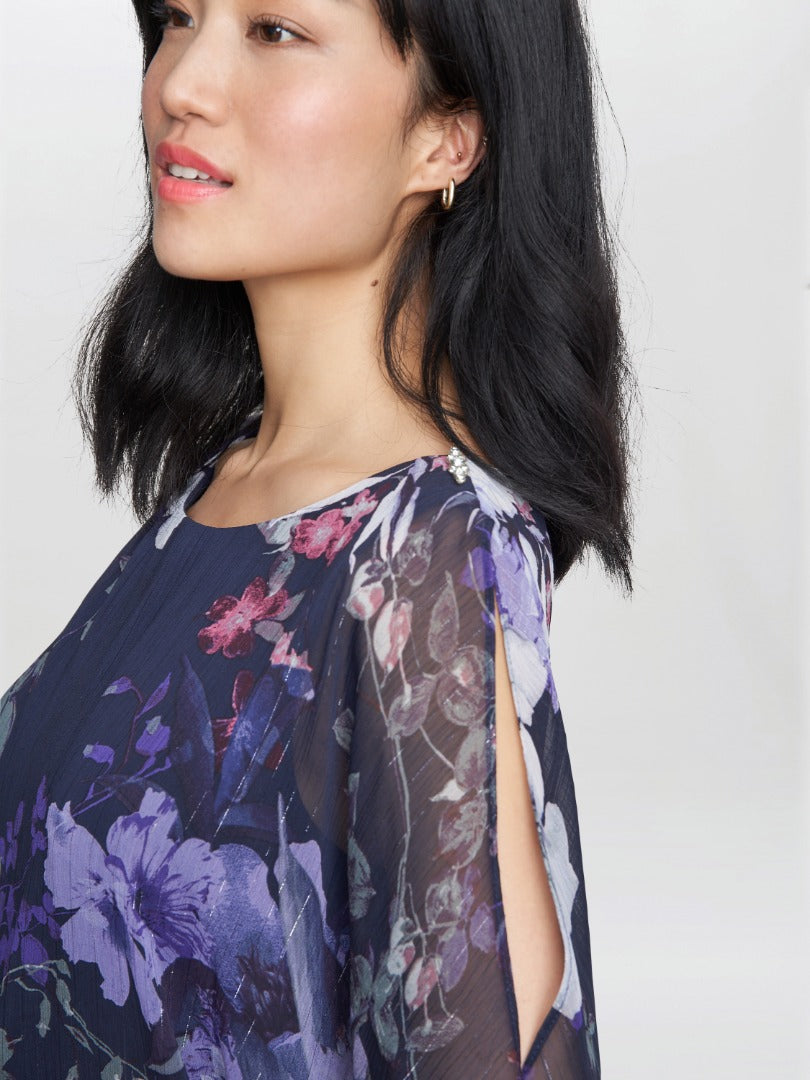  Estelle Printed Asymmetric Embellished Dress