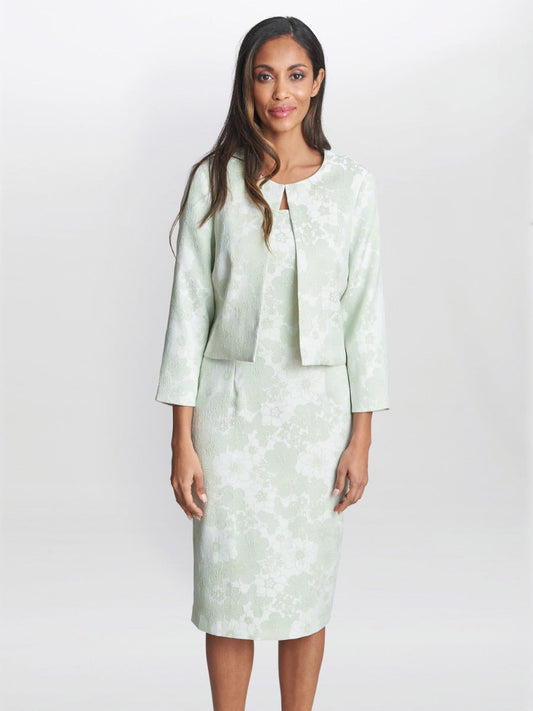  Lily Jacquard Shift Dress And Bolero With Metallic Thread