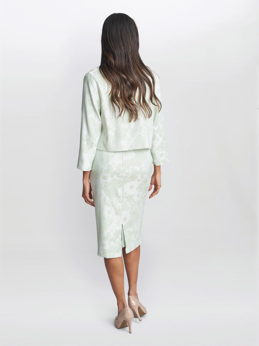  Lily Jacquard Shift Dress And Bolero With Metallic Thread