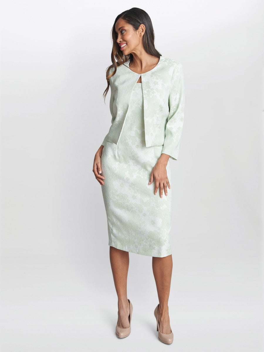  Lily Jacquard Shift Dress And Bolero With Metallic Thread