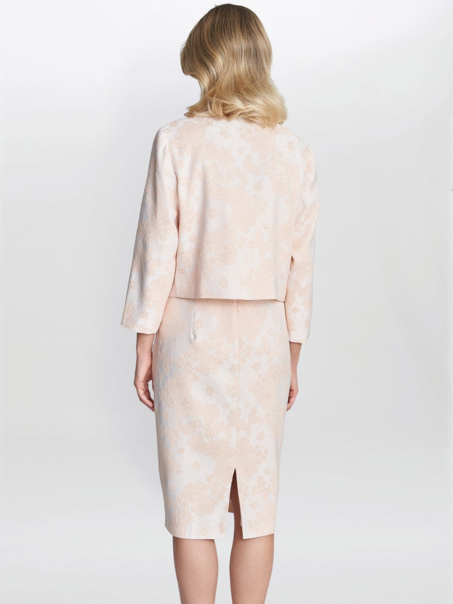  Lily Jacquard Shift Dress And Bolero With Gold Thread