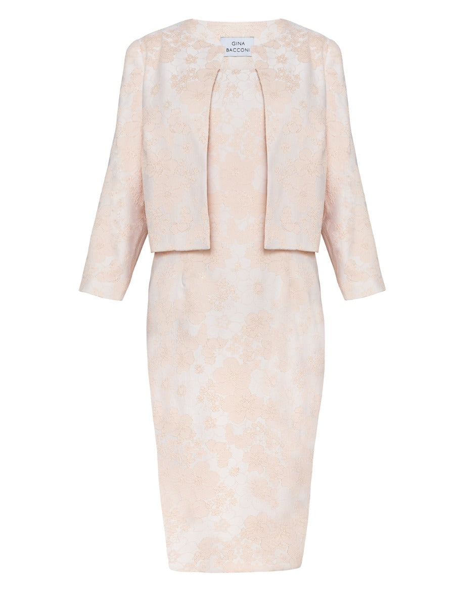  Lily Jacquard Shift Dress And Bolero With Gold Thread