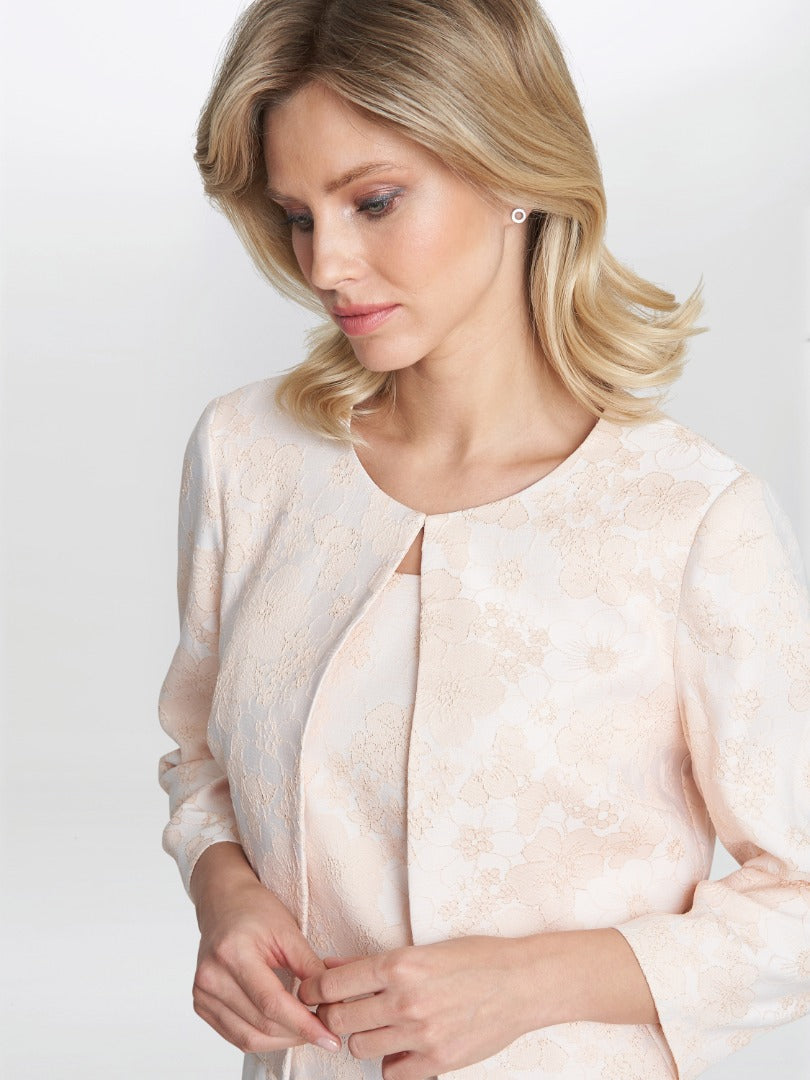  Lily Jacquard Shift Dress And Bolero With Gold Thread
