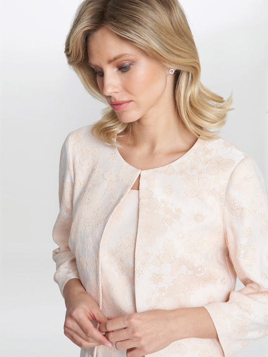  Lily Jacquard Shift Dress And Bolero With Gold Thread