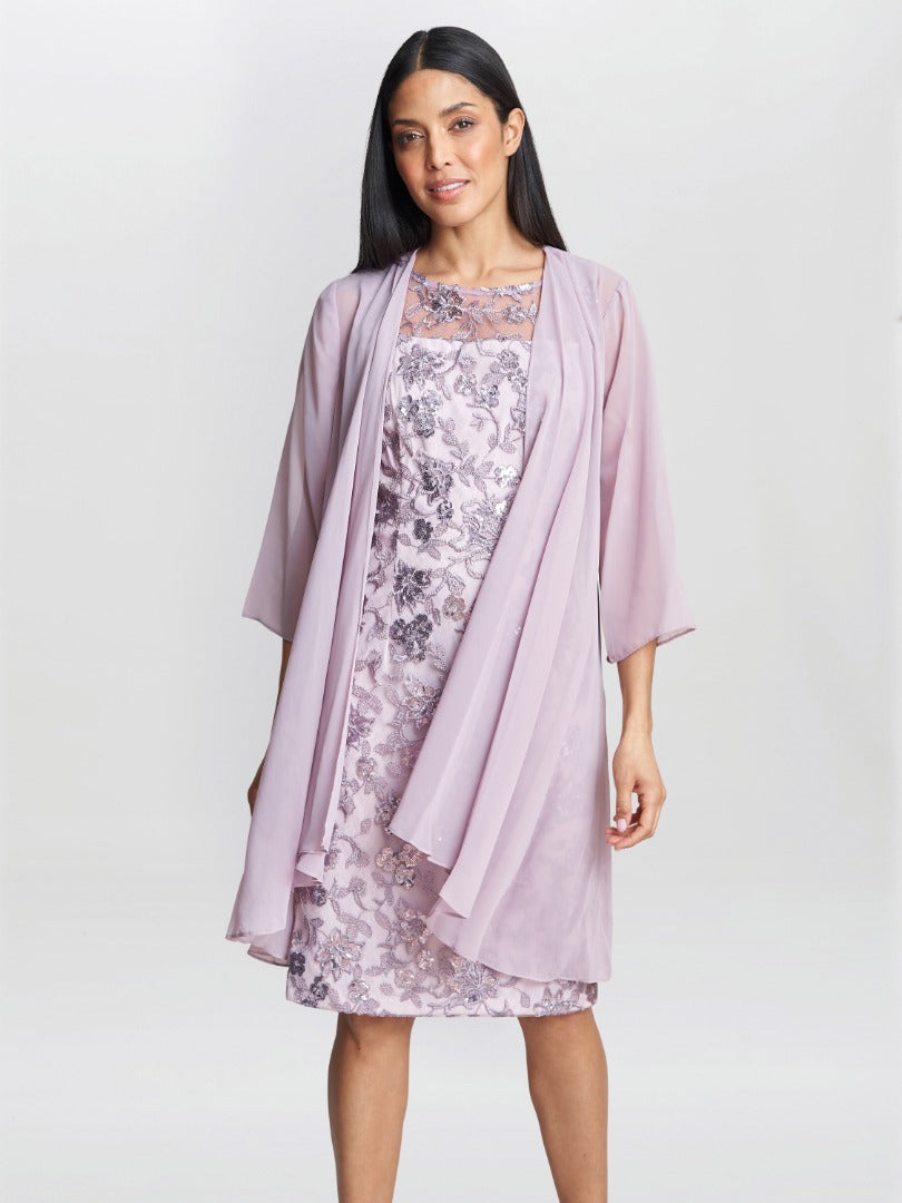  Gladys Embroidered Shift Dress And Jacket