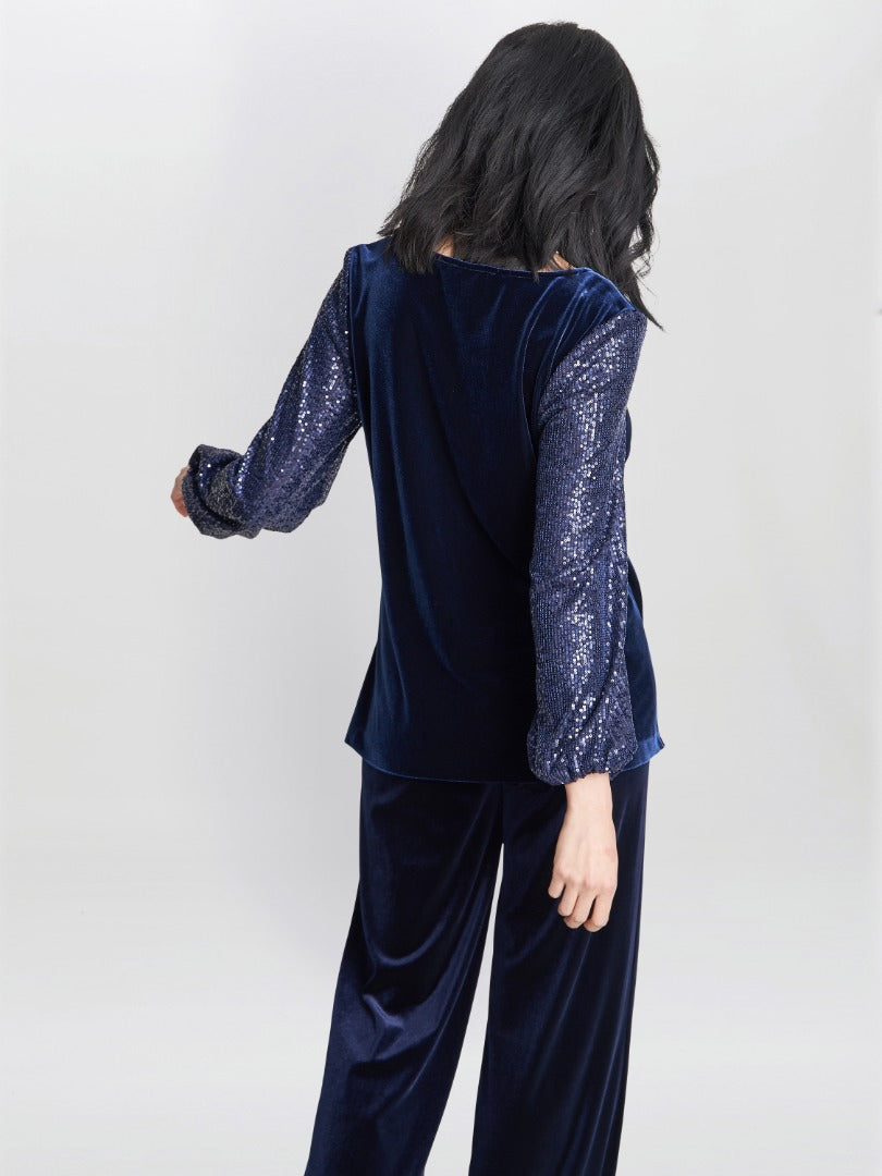  Ines Velvet Blouse With Illusion Bubble Sleeves