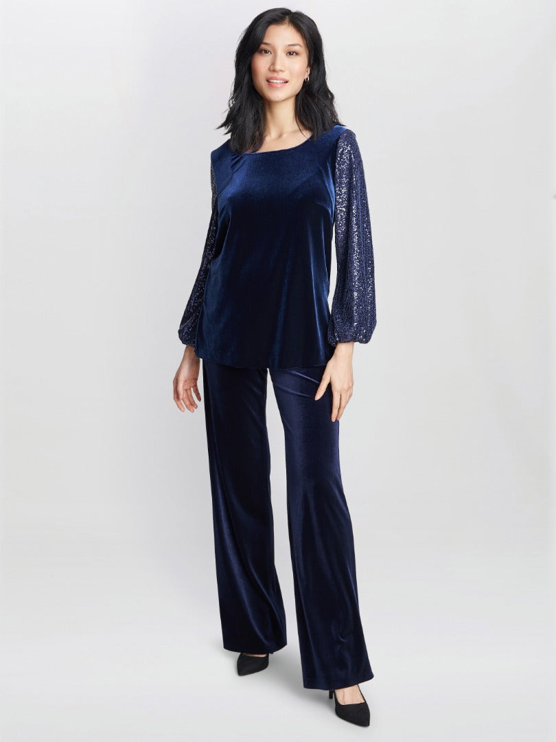  Ines Velvet Blouse With Illusion Bubble Sleeves