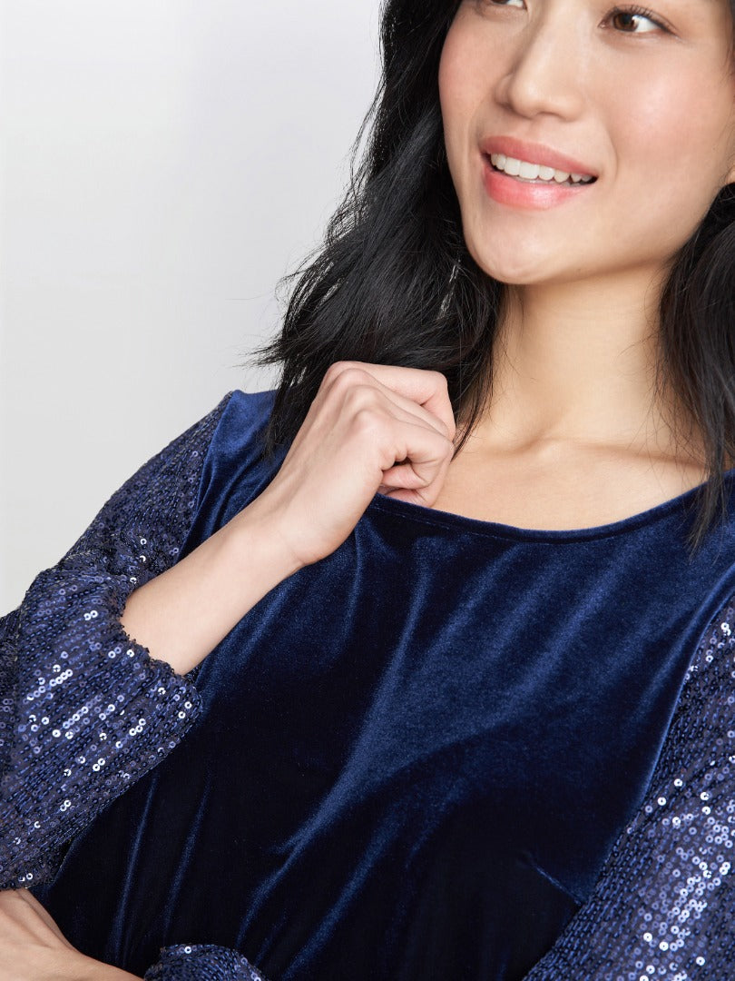  Ines Velvet Blouse With Illusion Bubble Sleeves